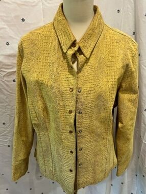Stonebridge Signature 100% Leather Tan/Yellow Textured Shirt  Jacket, XL